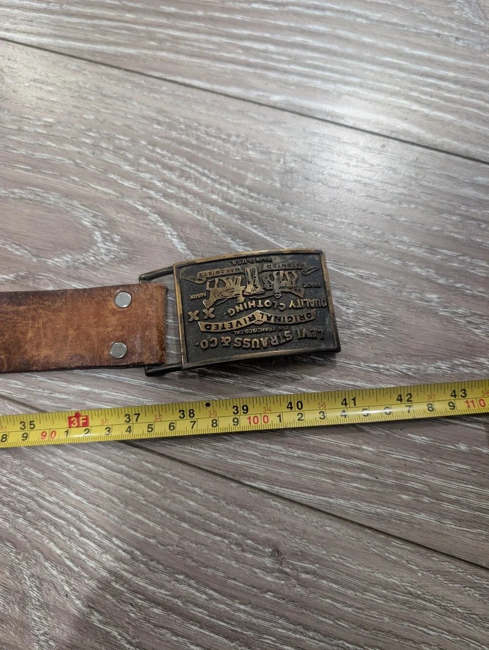 Vintage Levi Strauss & Co. Leather Belt Brass Buckle Made in USA